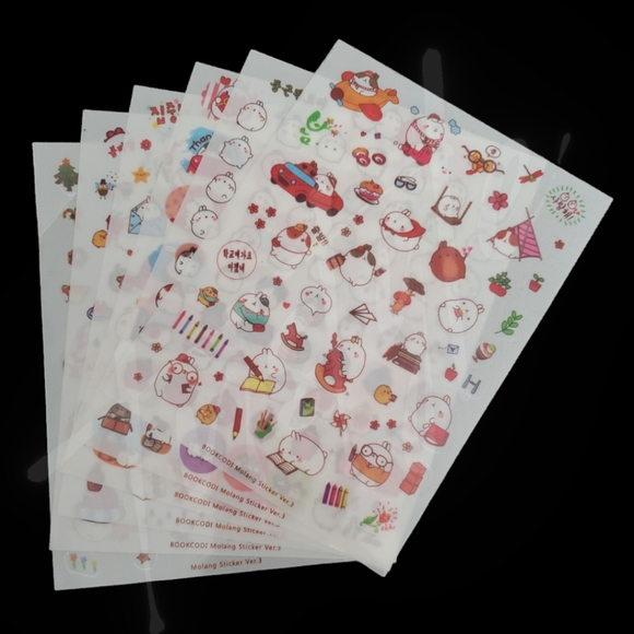 ⭐️3/$20⭐️ Molang & Friends Transparent Sticker Sheets - Picture 1 of 3